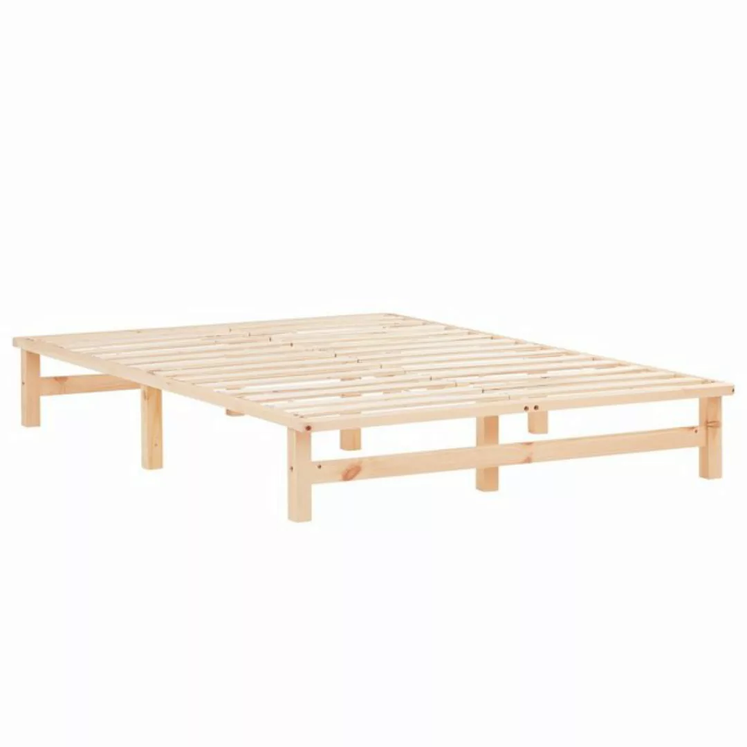 Homestyle4u Holzbett Palettenbett Massivholzbett Futonbett Natur Weiß Grau günstig online kaufen