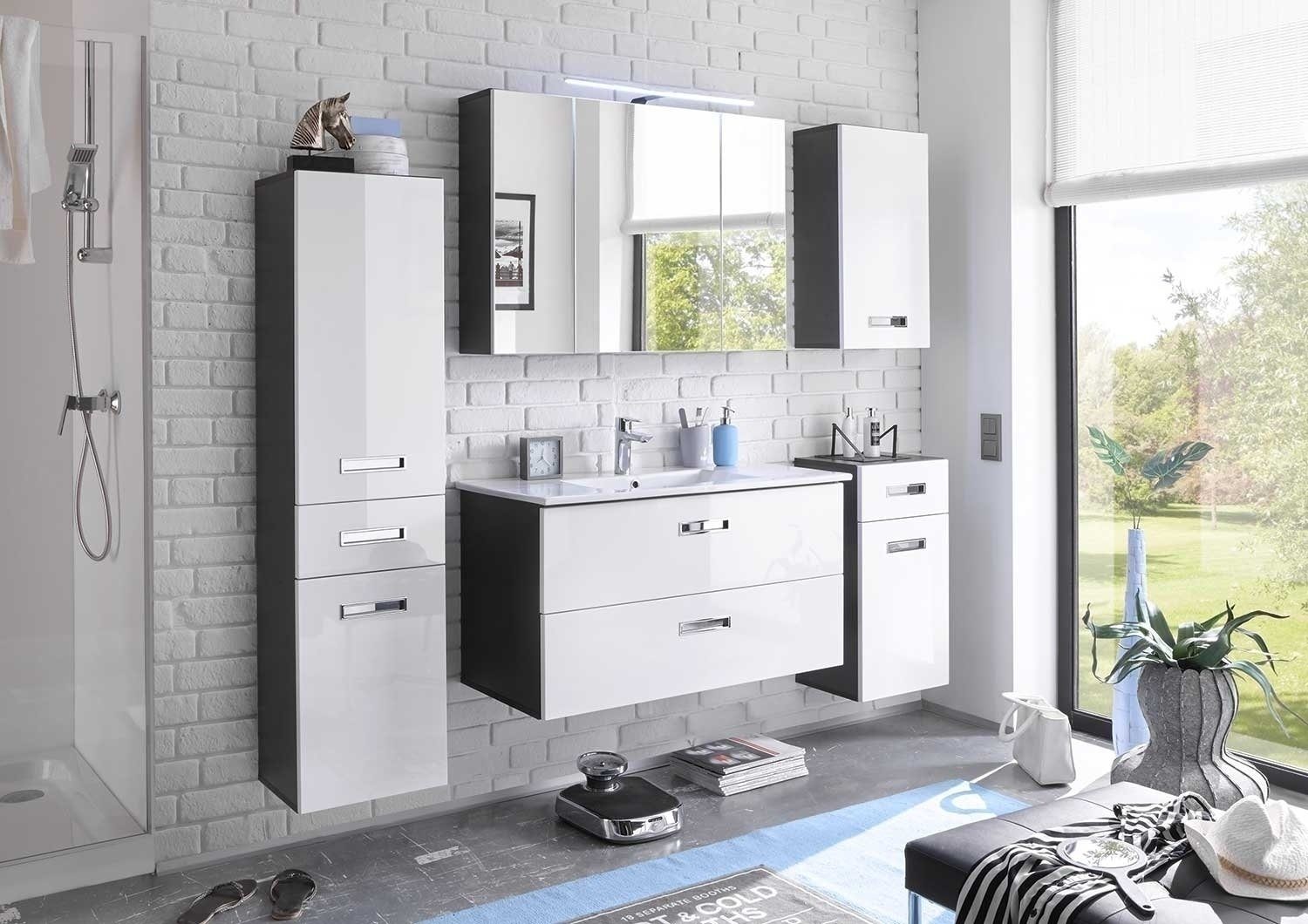 Badezimmerspiegelschrank Spiegelschrank MANHATTAN, grau, B 99 günstig online kaufen
