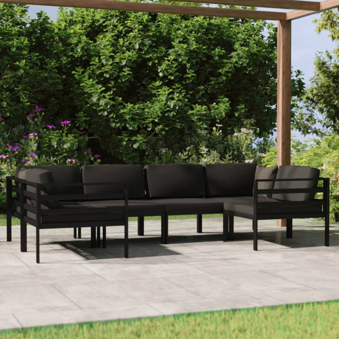 Vidaxl 6-tlg. Garten-lounge-set Mit Kissen Aluminium Anthrazit günstig online kaufen