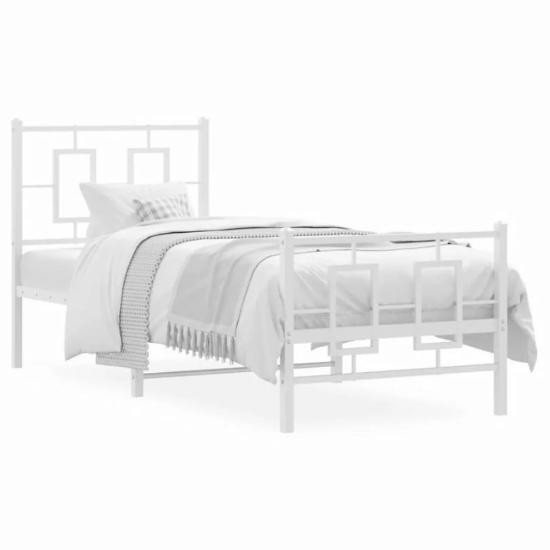 vidaXL Bett Bettgestell mit Kopf- und Fußteil Metall Weiß 75x190 cm günstig online kaufen