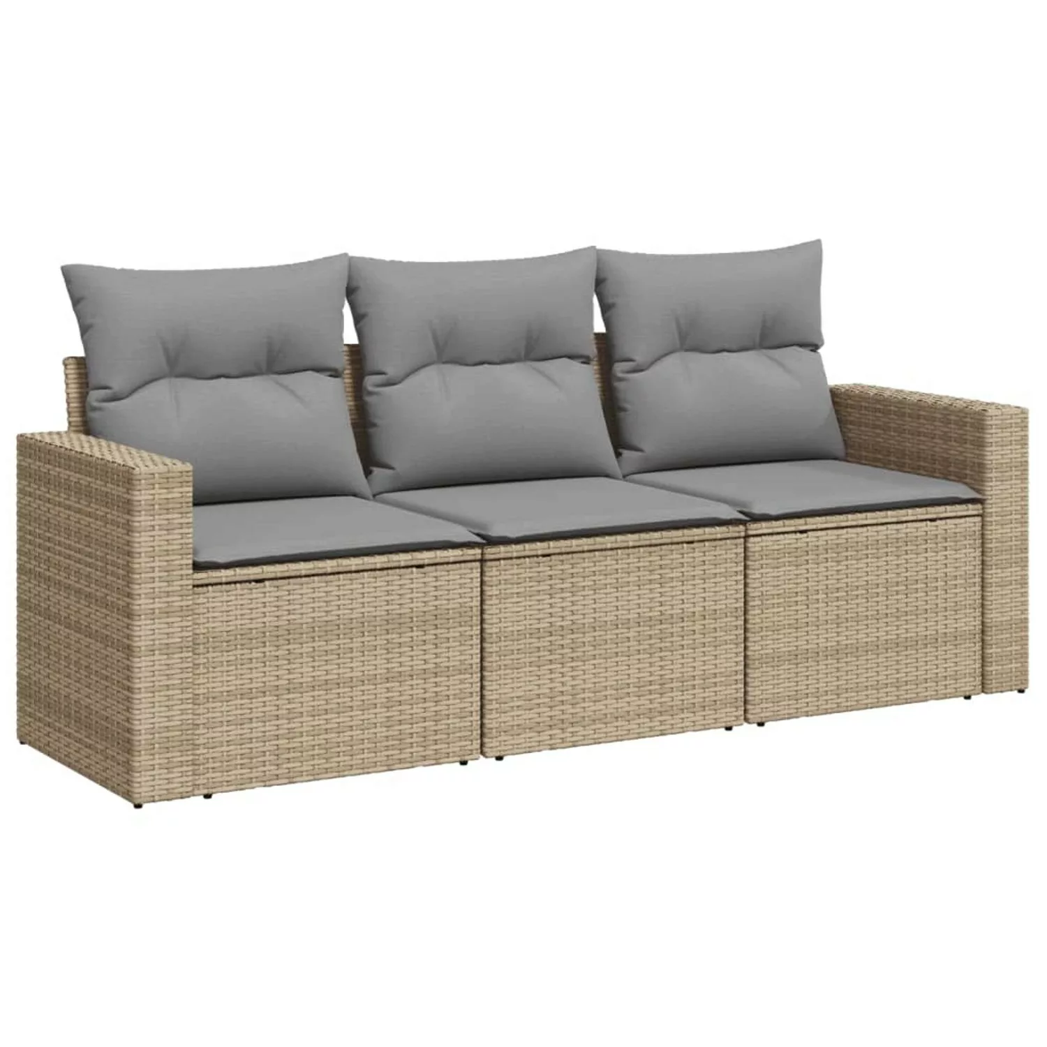 vidaXL 3-tlg Garten-Sofagarnitur mit Kissen Beige Poly Rattan Modell 8 günstig online kaufen