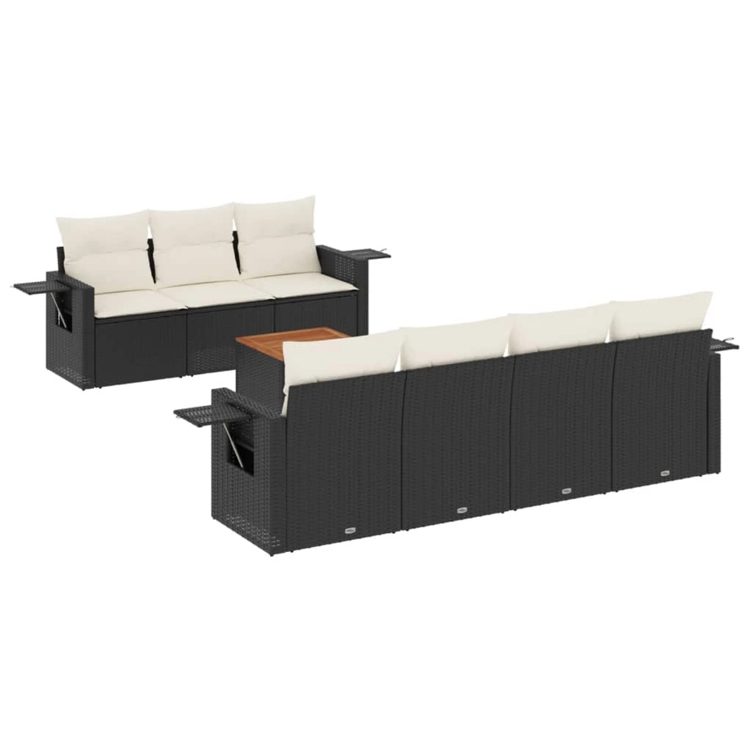 vidaXL 8-Tlg Garten-Sofagarnitur mit Kissen Schwarz Poly Rattan 3256798 günstig online kaufen
