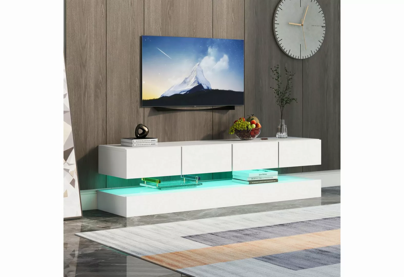 XDOVET TV-Schrank 16-farbige LED-Beleuchtung Wandmontierter TV Lowboard TV- günstig online kaufen