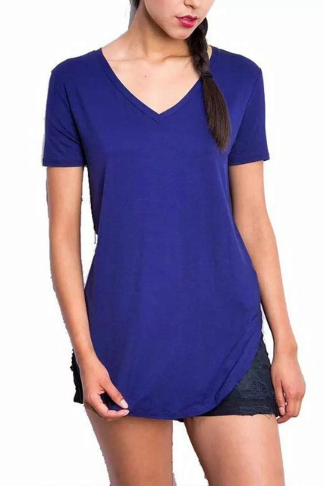 HWCTHFH Shirtbluse Klassisch geschnittenes Damen-T-Shirt mitund V-Ausschnit günstig online kaufen
