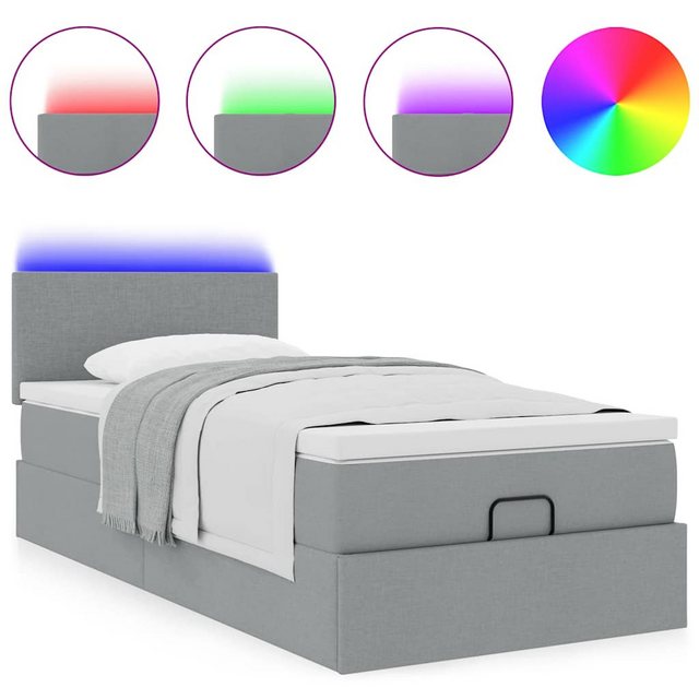 vidaXL Bett Ottoman-Bett mit Matratze & LEDs Hellgrau 80x200 cm Stoff günstig online kaufen