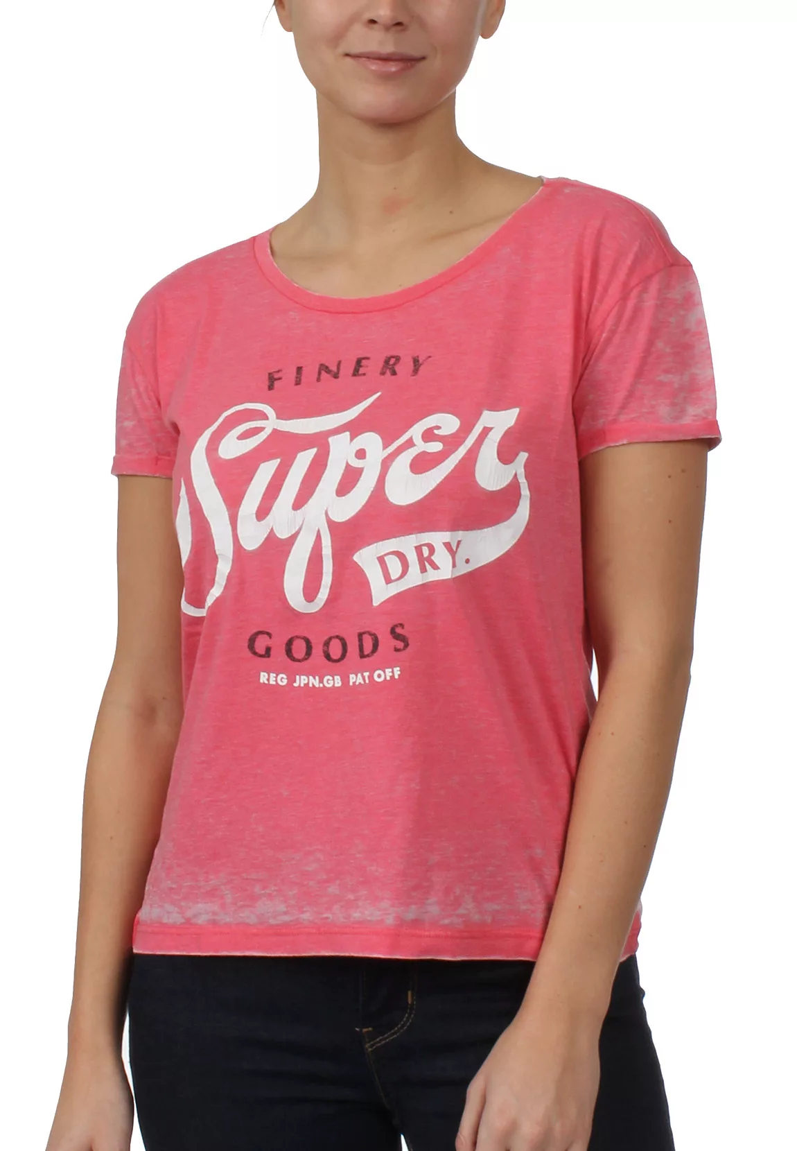 Superdry Damen T-Shirt FINERY GOODS LONDON SLIM BF Red Burnout günstig online kaufen