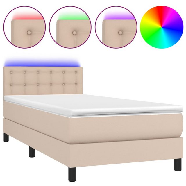 Vidaxl Boxspringbett Mit Matratze & Led Cappuccino-braun 80x200cm günstig online kaufen