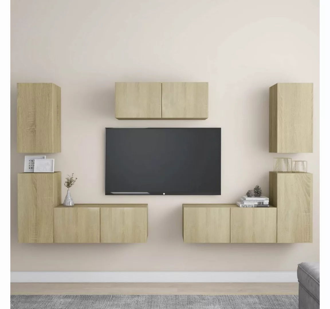 vidaXL TV-Schrank 7-tlg TV-Schrank-Set Sonoma Eiche Spanplatte günstig online kaufen