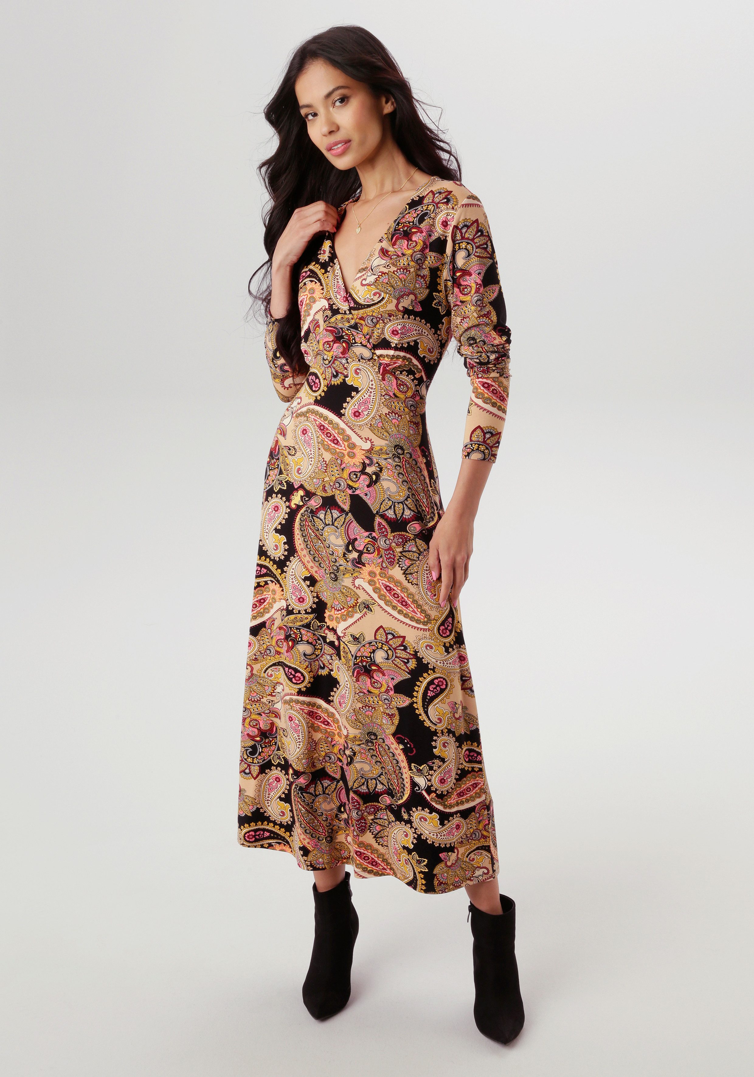 Aniston SELECTED Midikleid mit V-Ausschnitt und günstig online kaufen