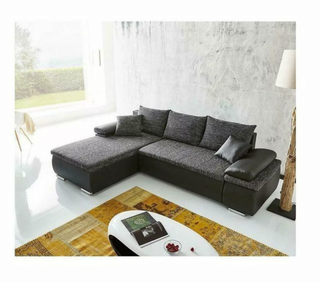 JVmoebel Sofa Luxus Graues Ecksofa Mit Schlaffunktion Modernes Design Polst günstig online kaufen