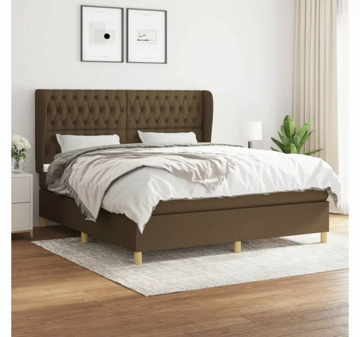 vidaXL Boxspringbett Boxspringbett mit Matratze Dunkelbraun 180x200 cm Stof günstig online kaufen