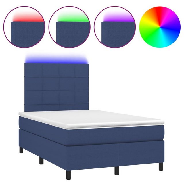 vidaXL Bettgestell Boxspringbett mit Matratze LED Blau 120x200 cm Stoff Bet günstig online kaufen