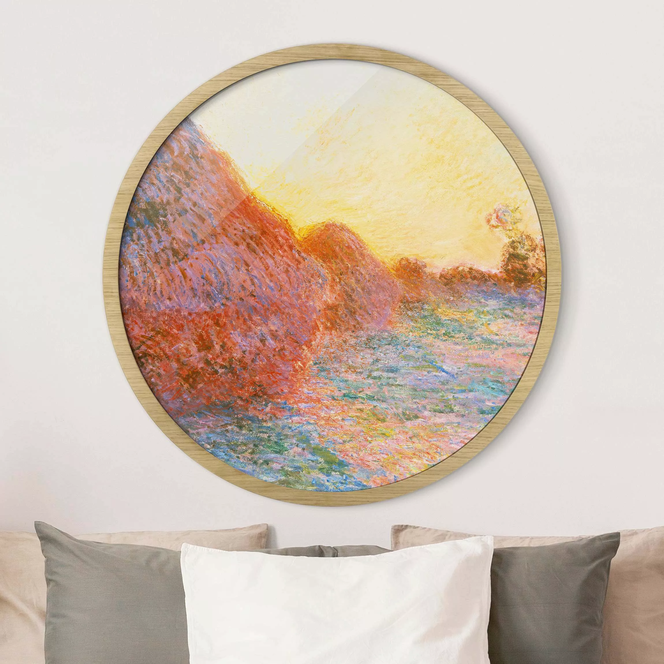 Rundes Gerahmtes Bild Claude Monet - Strohschober günstig online kaufen
