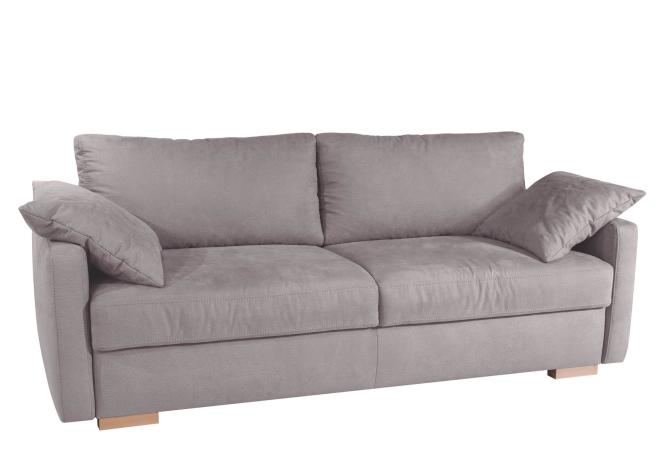 Dauerschläfer Funktionssofa inkl. Bettkasten und Topper Taupe günstig online kaufen