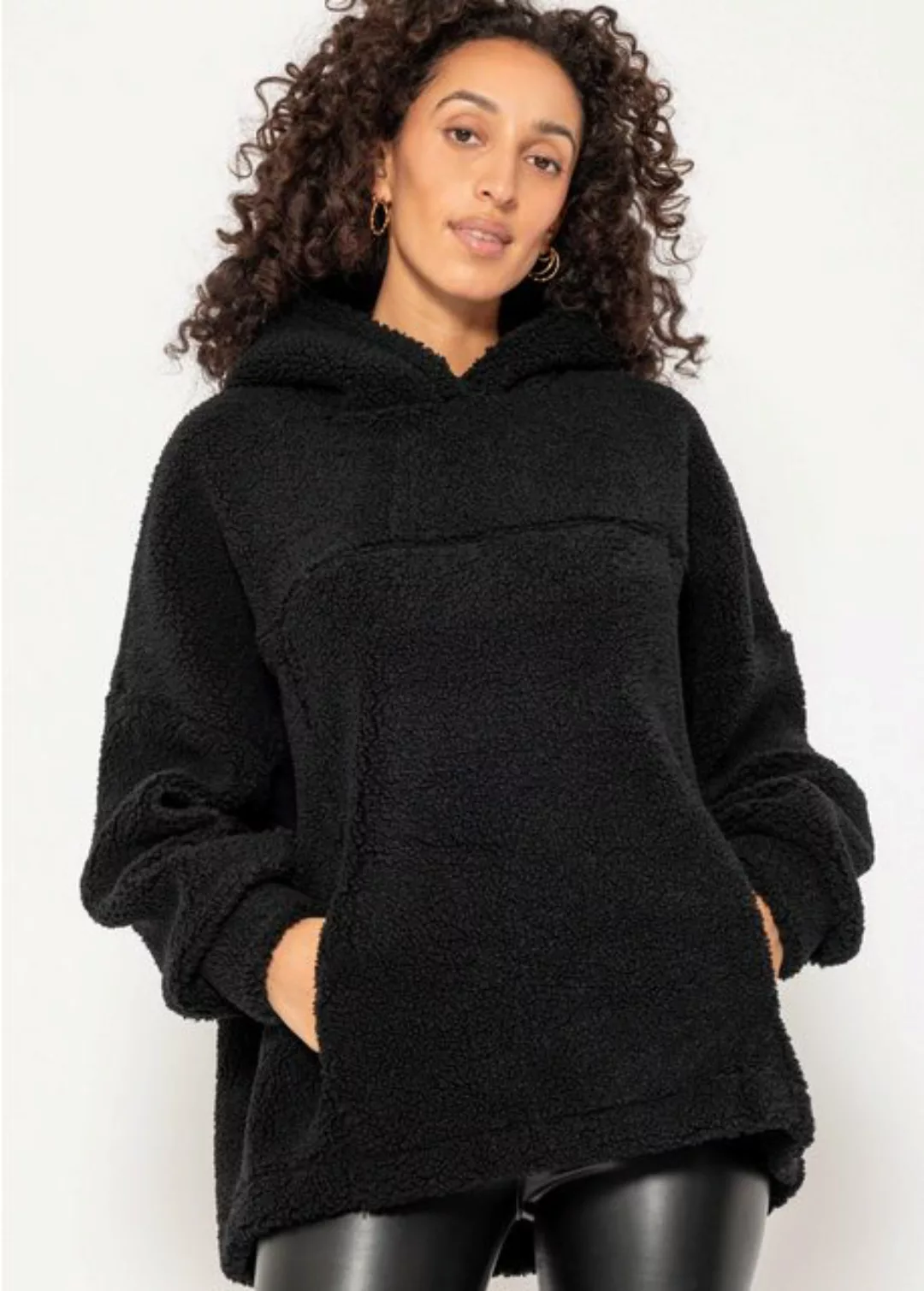 SASSYCLASSY Strickpullover Kuscheliger Oversize Teddy Kapuzenpullover Damen günstig online kaufen