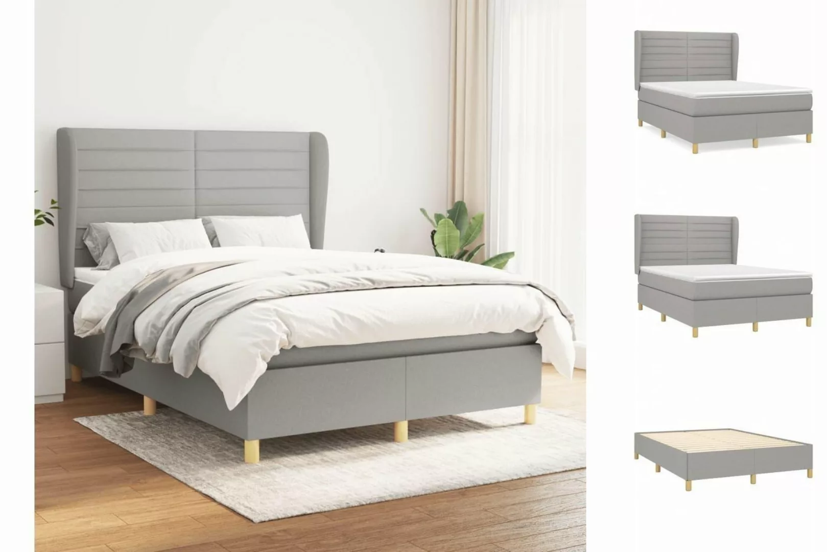 vidaXL Boxspringbett Bett Boxspringbett mit Matratze & Topper Stoff verschi günstig online kaufen