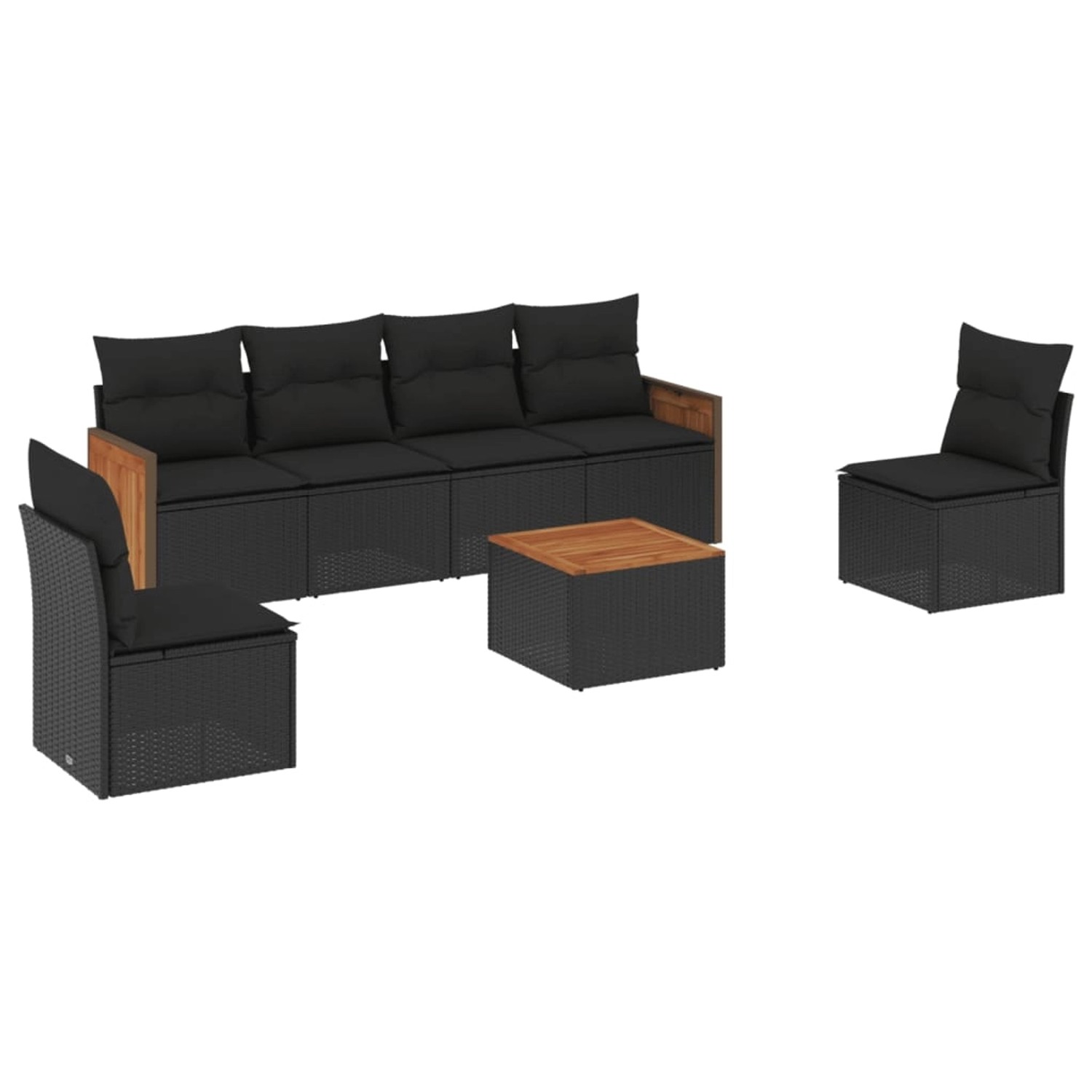 vidaXL 7-tlg Garten-Sofagarnitur mit Kissen Schwarz Poly Rattan Modell 252 günstig online kaufen