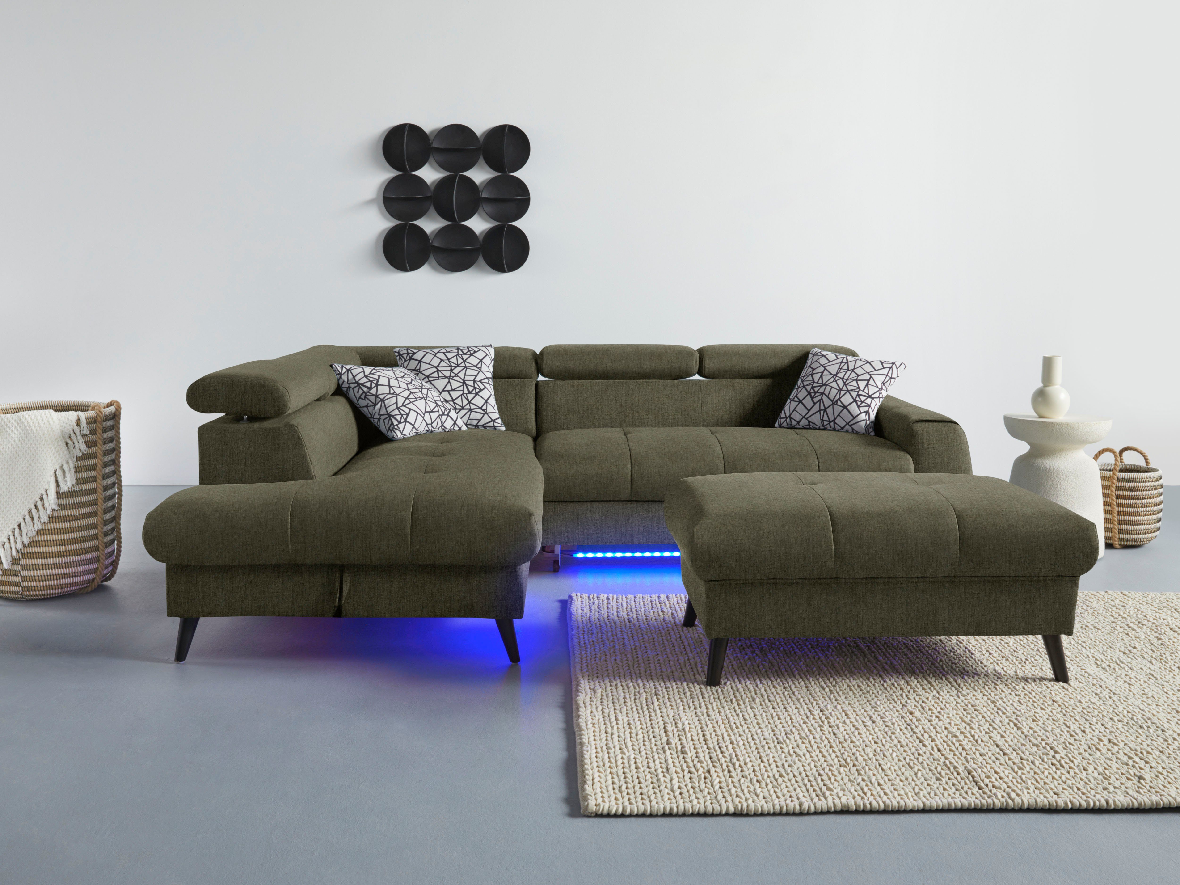 COTTA Ecksofa "Mia L-Form mit 3 Zierkissen", wahlweise mit Bettfunktion, Be günstig online kaufen