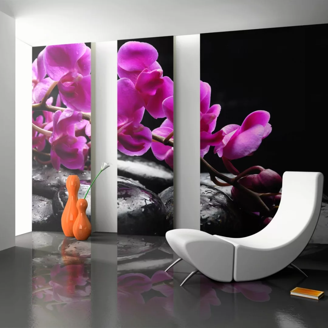 Fototapete - Pure Harmonie: Orchidee und Zen-Steine günstig online kaufen