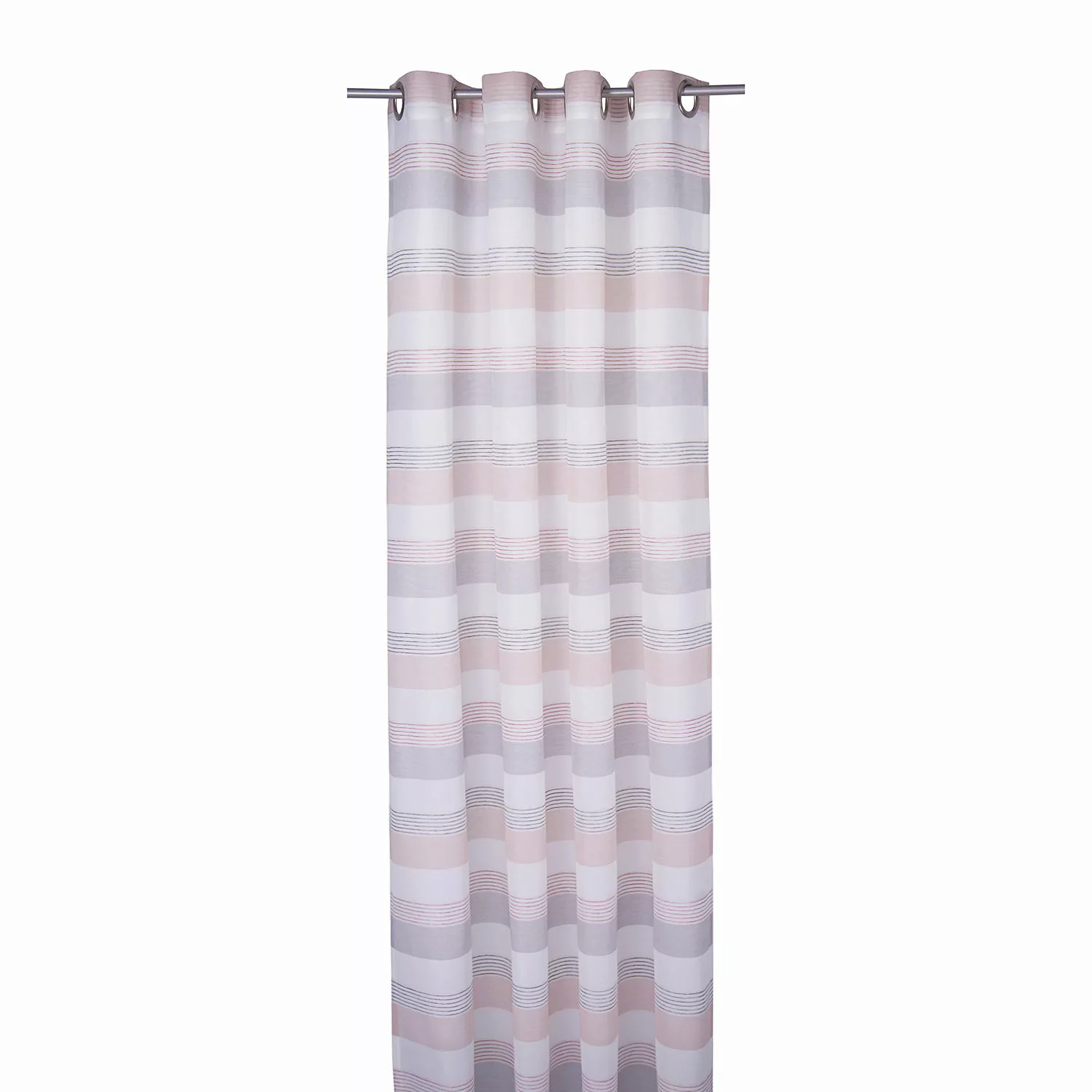 home24 Tom Tailor Ösenschal T-Simple Stripes Weiß/Rosa Modern 140x245 cm (B günstig online kaufen