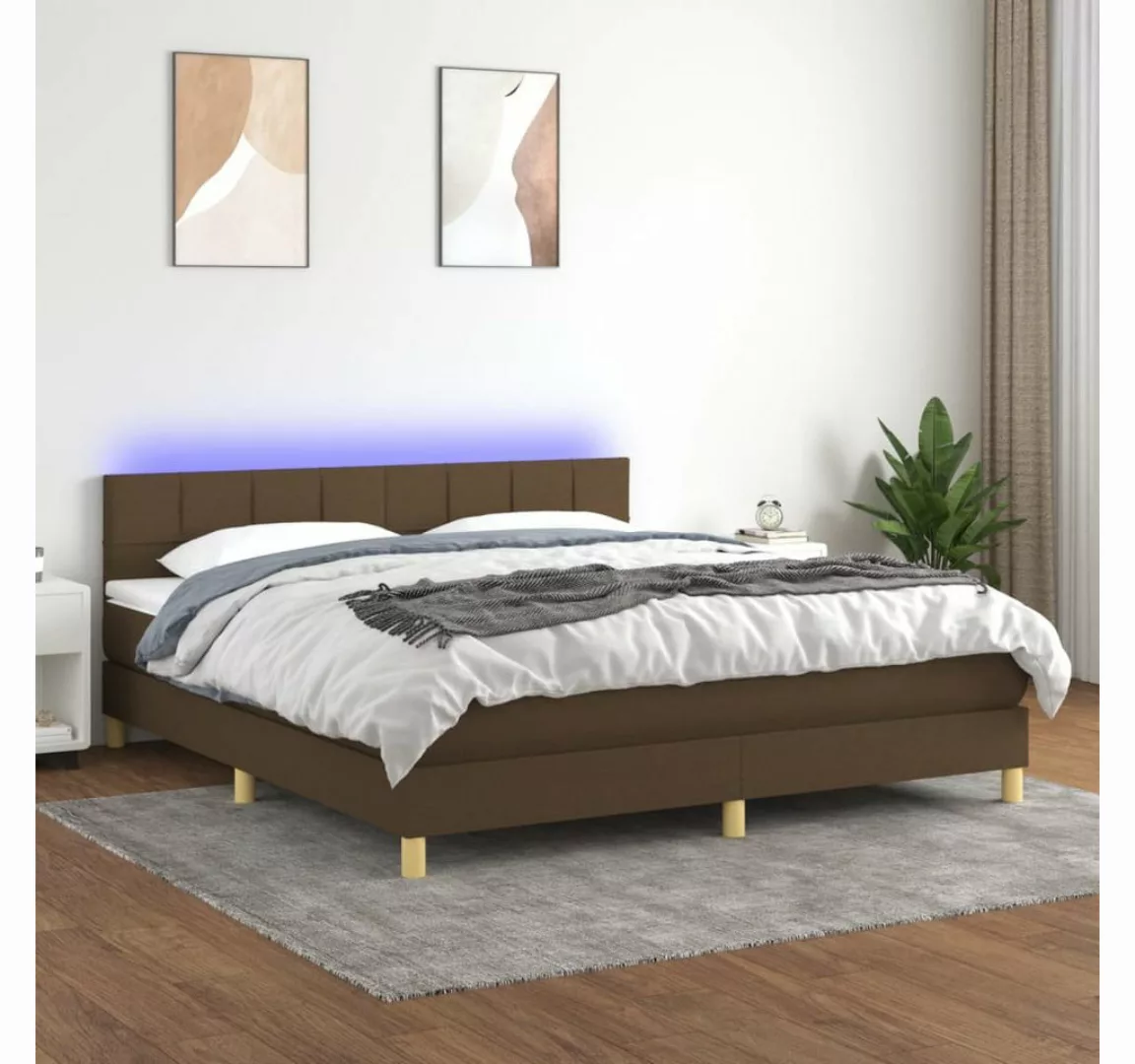 vidaXL Boxspringbett Boxspringbett mit Matratze LED Dunkelbraun 180x200 cm günstig online kaufen