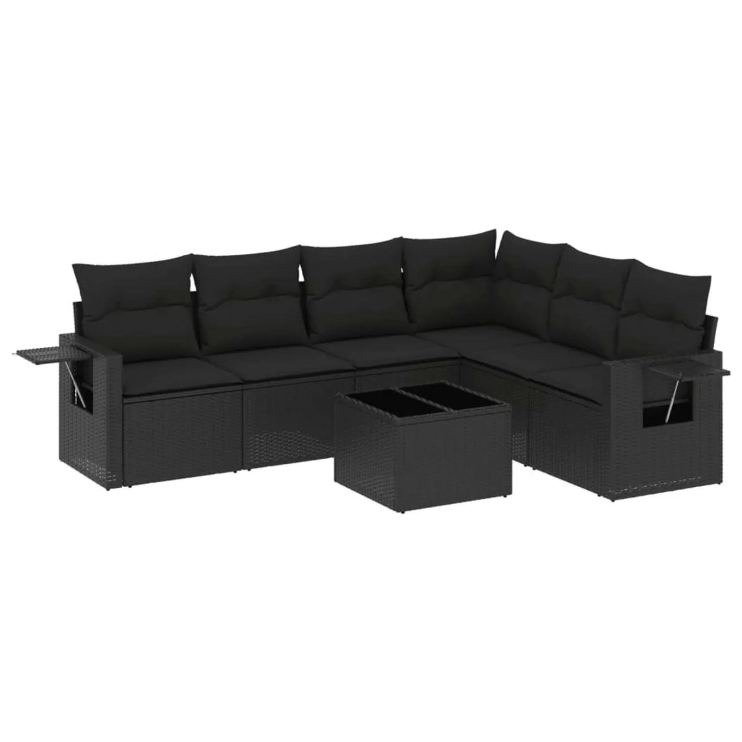 vidaXL 7-tlg Garten-Sofagarnitur mit Kissen Schwarz Poly Rattan Modell 237 günstig online kaufen