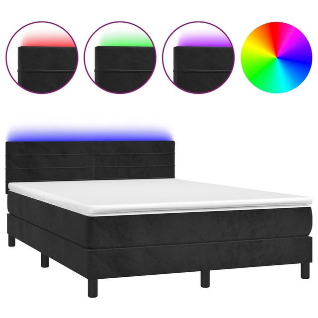 vidaXL Boxspringbett Bett Boxspringbett mit Matratze & LED Samt (140 x 190 günstig online kaufen