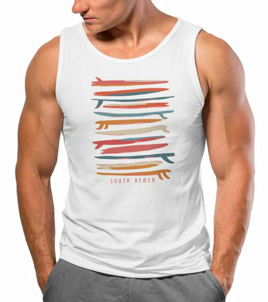 Neverless Tanktop Herren Tank-Top Surfboards South Beach California USA Som günstig online kaufen