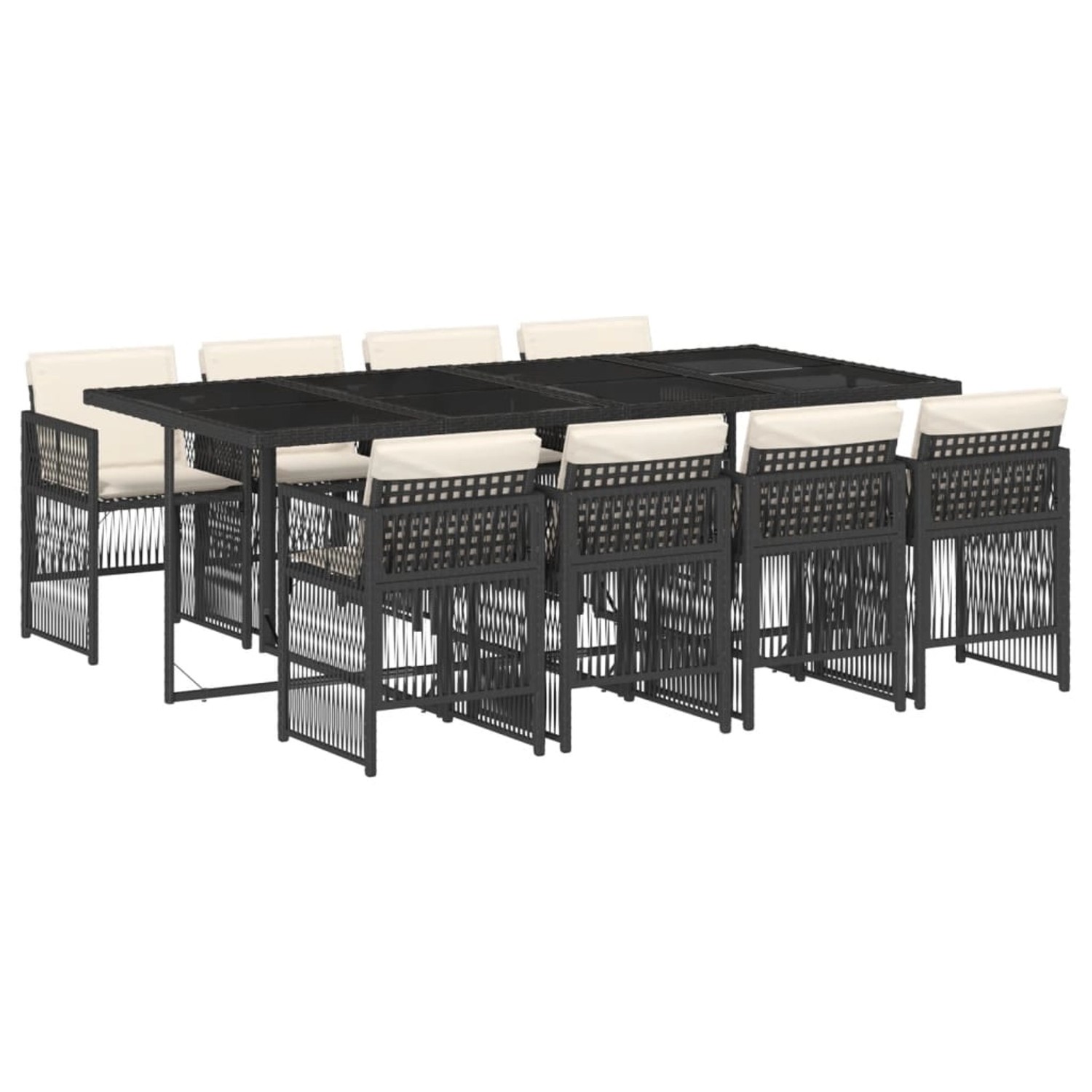 vidaXL 9-Tlg Garten-Essgruppe mit Kissen Schwarz Poly Rattan 3210918 günstig online kaufen