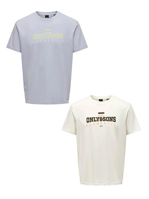 ONLY & SONS T-Shirt T-Shirt 2er-Set Rundhals Kurzarm (1-tlg) 7641 in Weiß-H günstig online kaufen
