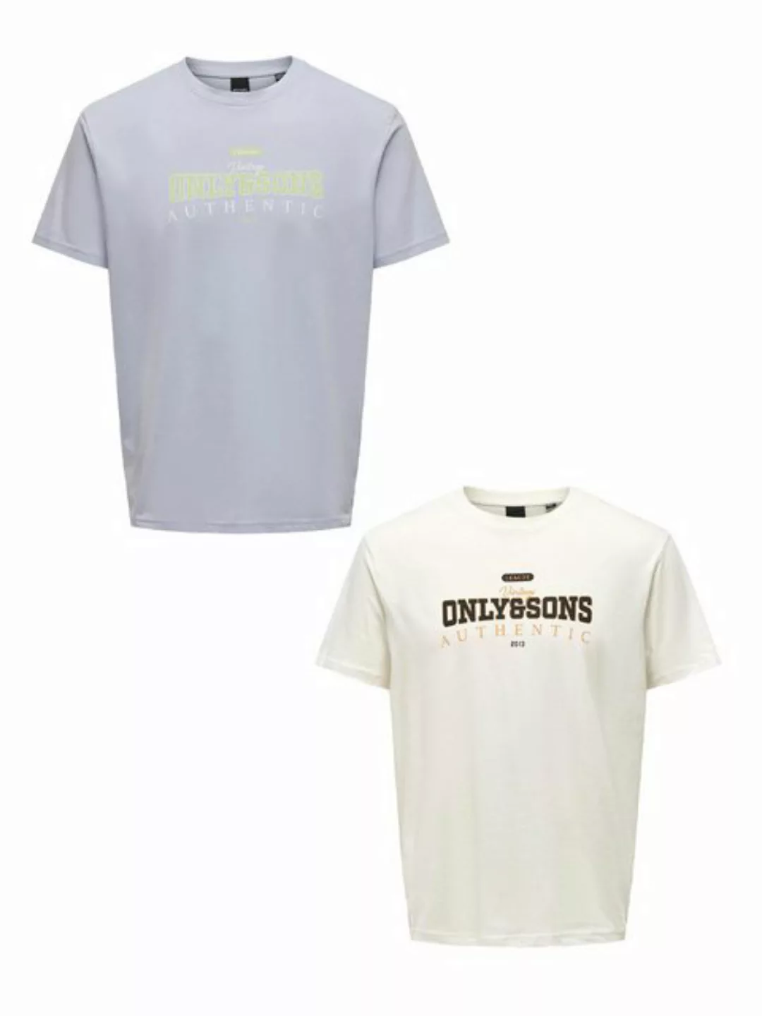 ONLY & SONS T-Shirt T-Shirt 2er-Set Rundhals Kurzarm (1-tlg) 7641 in Weiß-H günstig online kaufen