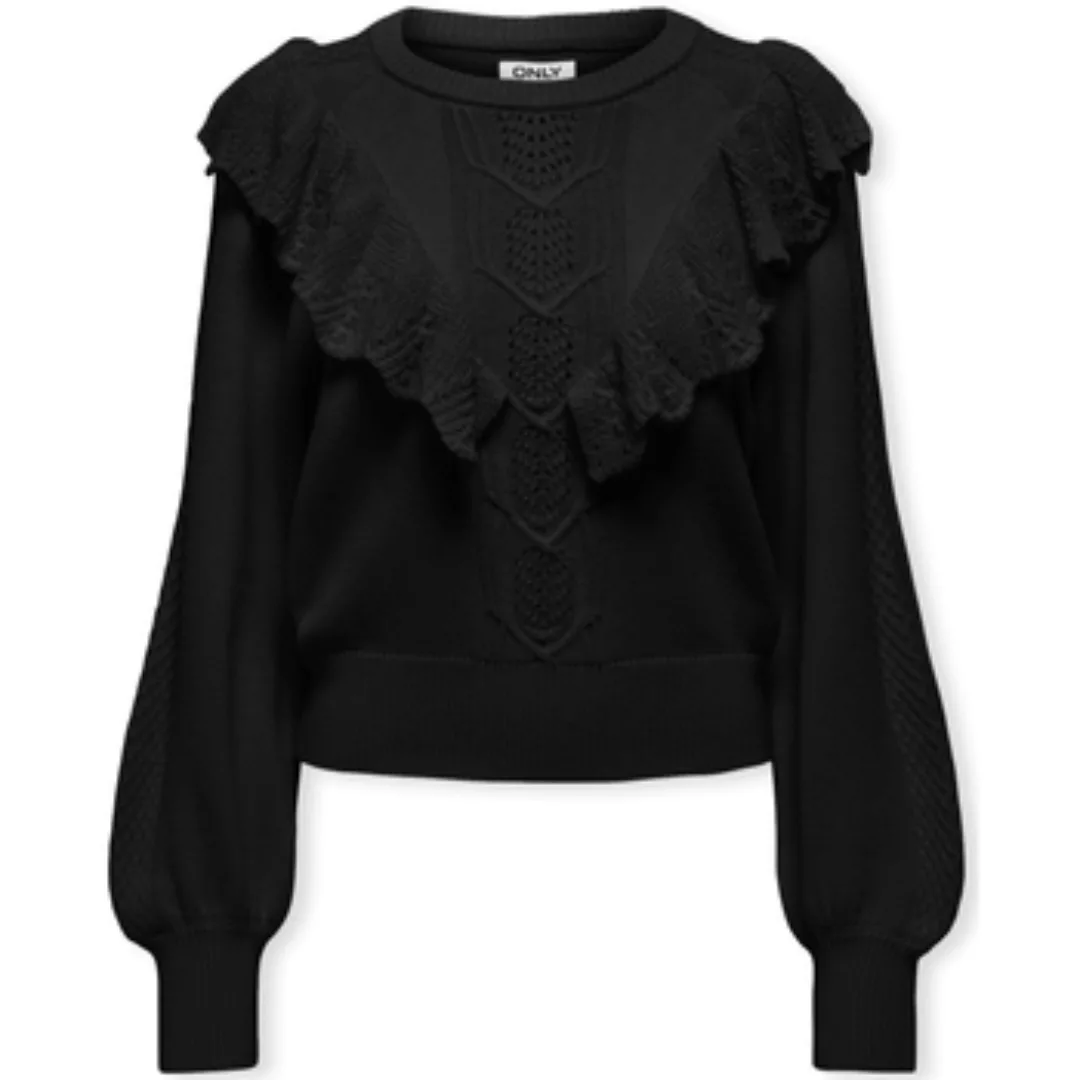 Only  Pullover Cherry LS Ruffle Knit - Black günstig online kaufen