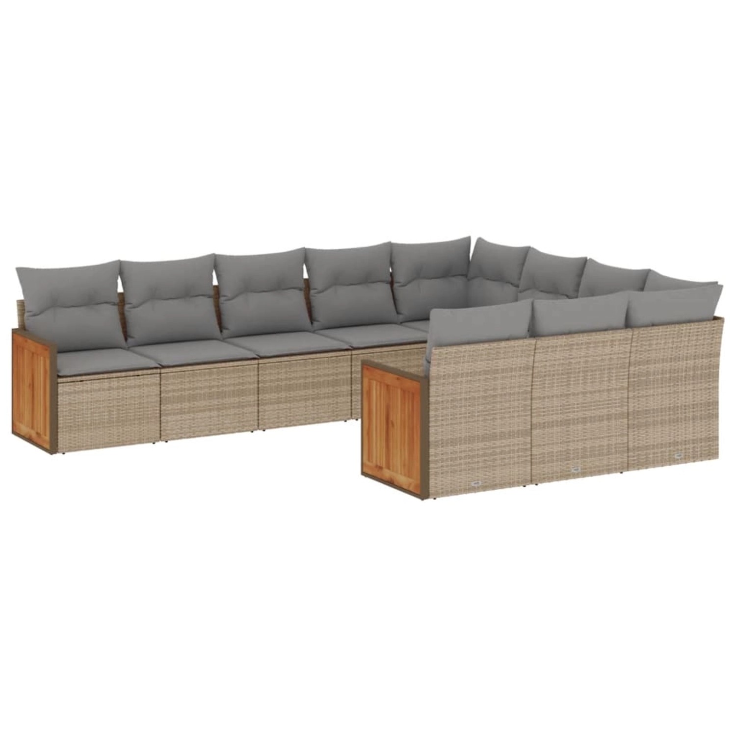 vidaXL 10-Tlg Garten-Sofagarnitur mit Kissen Beige Poly Rattan 3228019 günstig online kaufen