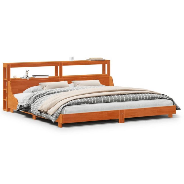 vidaXL Bett, Massivholzbett ohne Matratze Wachsbraun 180x200 Kiefernholz günstig online kaufen