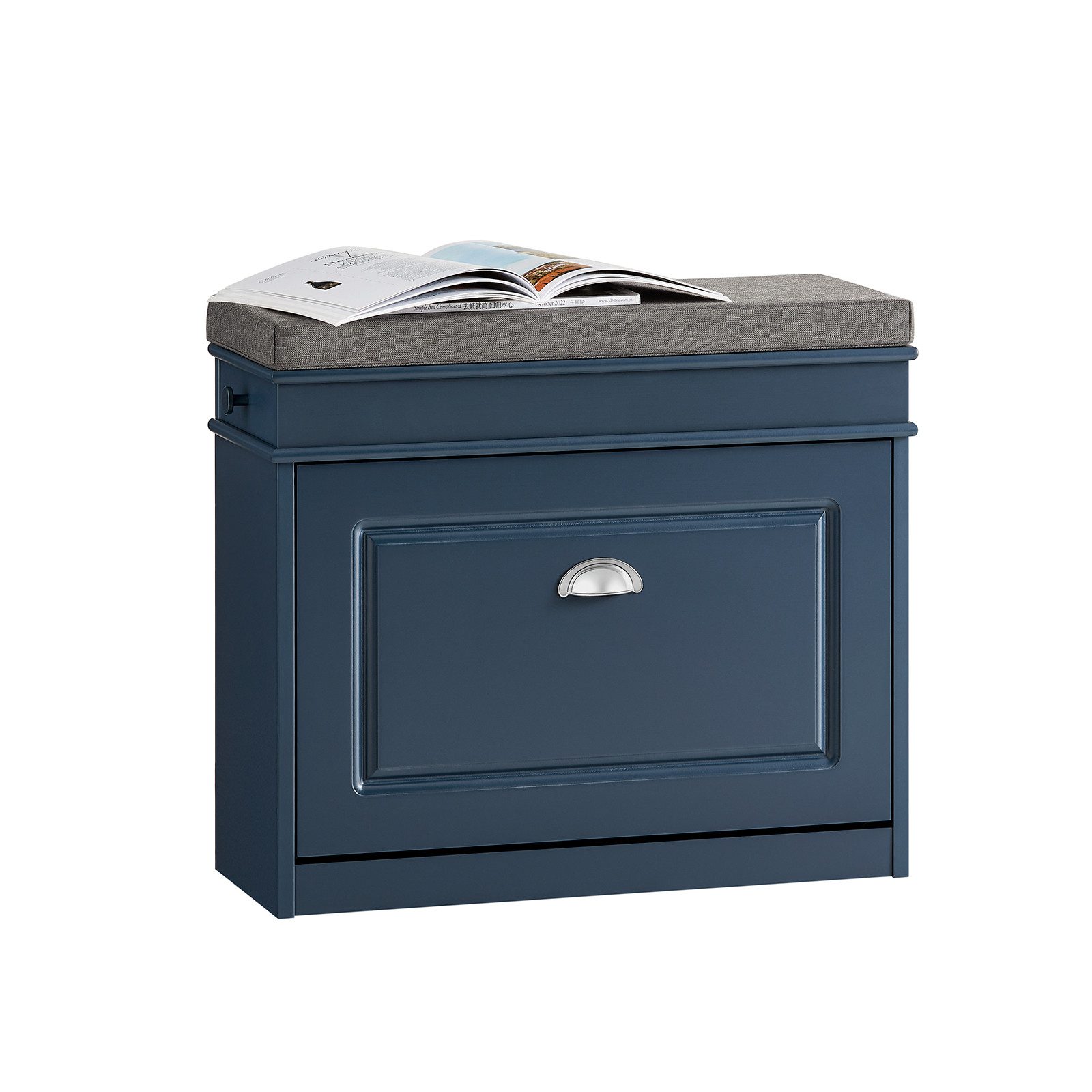 SoBuy Schuhbank Schmal mit Klappe Garderobenbank mit Sitzkissen Blau FSR82- günstig online kaufen
