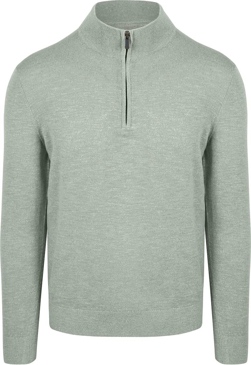 Suitable Slub Yarn Half Zip Pullover Grün - Größe XL günstig online kaufen