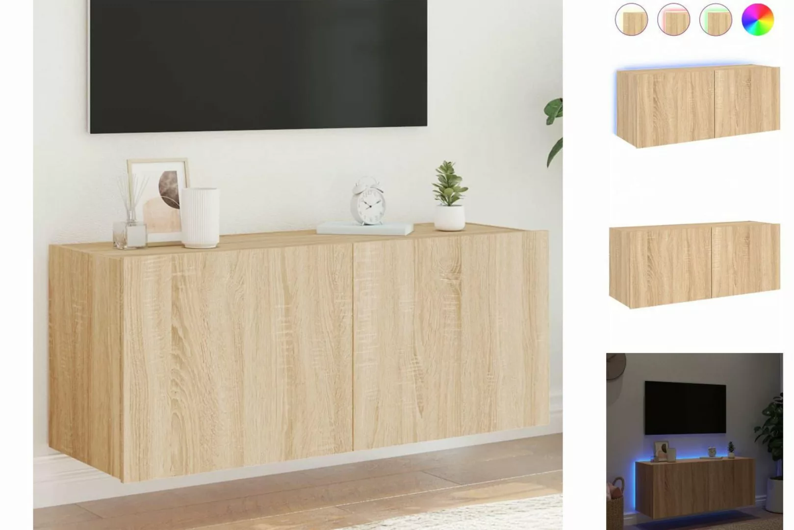 vidaXL TV-Schrank TV-Wandschrank mit LED-Leuchten Sonoma-Eiche 100x35x41 cm günstig online kaufen