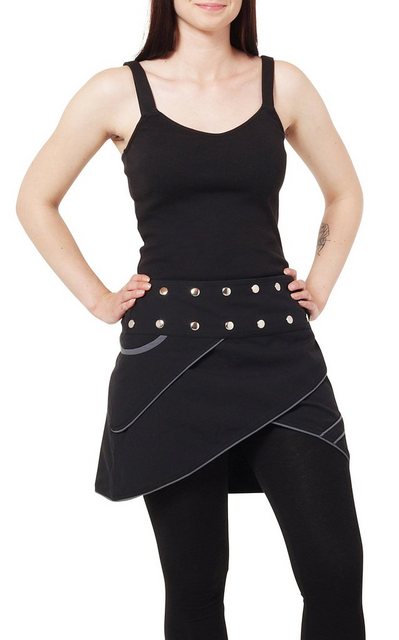 PUREWONDER Wickelrock Damen Rock mit farbig abgesetzten Nähten Sk255 Baumwo günstig online kaufen