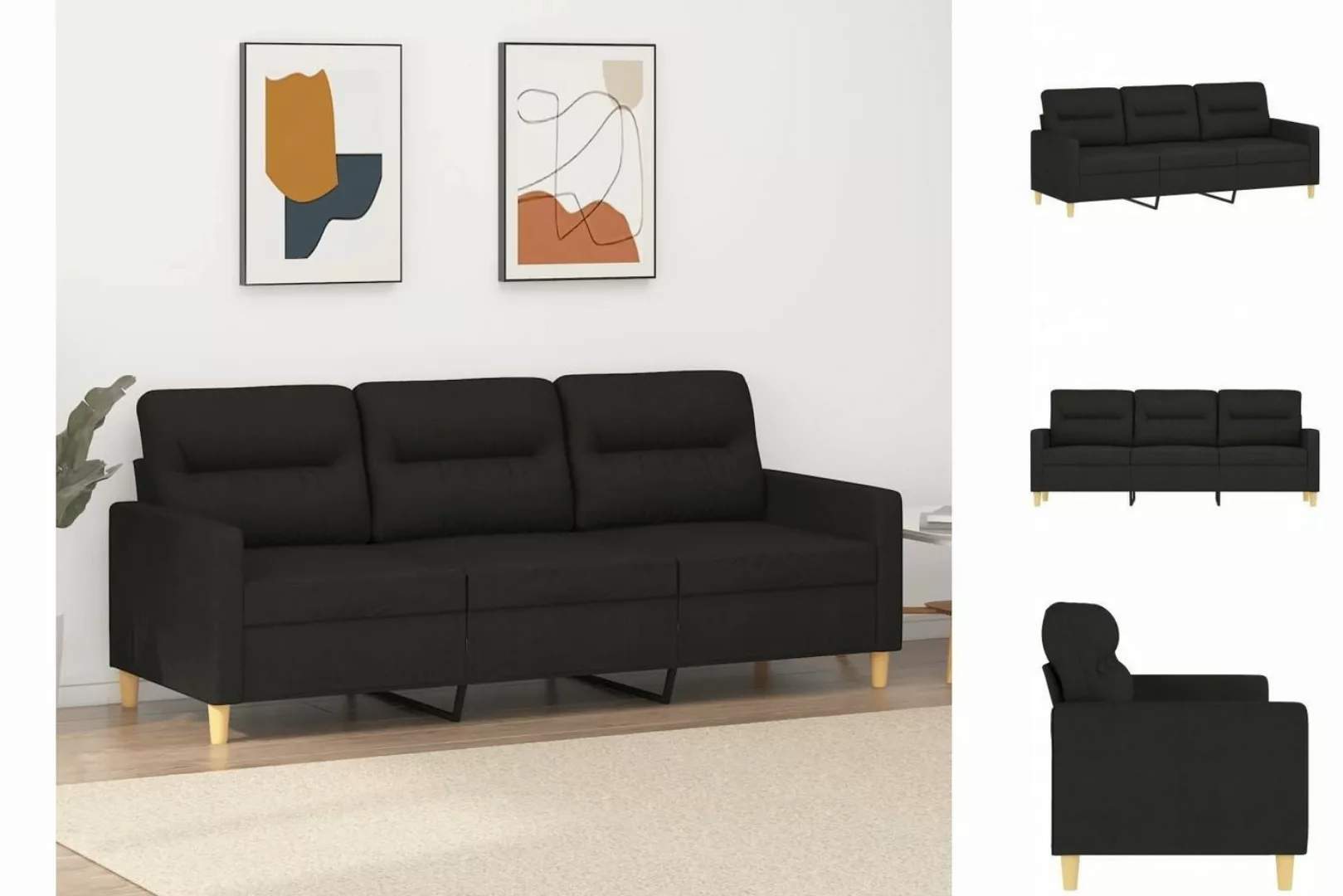 vidaXL Sofa 3-Sitzer-Sofa Schwarz 180 cm Stoff günstig online kaufen