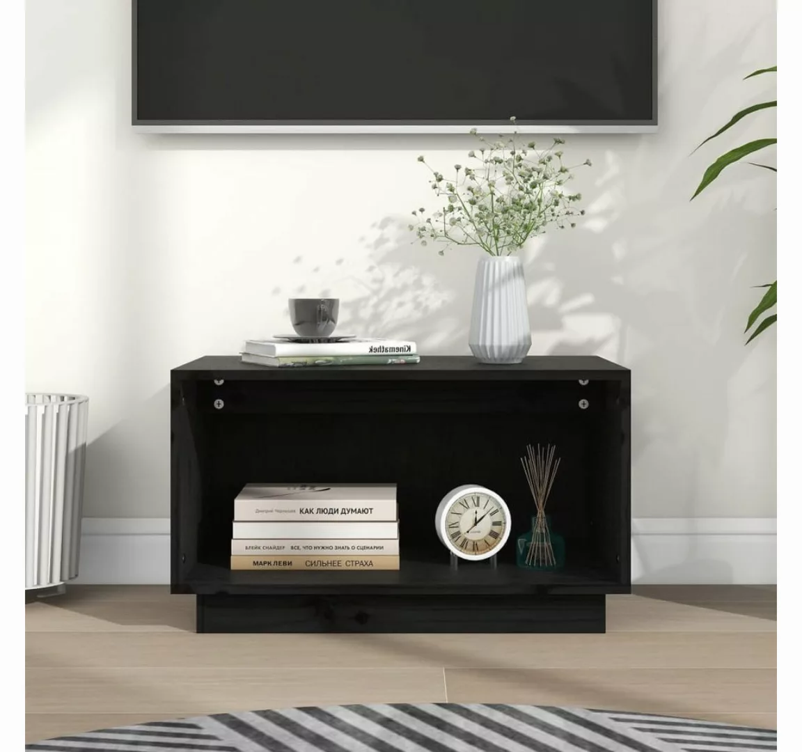 vidaXL TV-Schrank TV-Schrank Schwarz 60x35x35 cm Massivholz Kiefer Lowboard günstig online kaufen