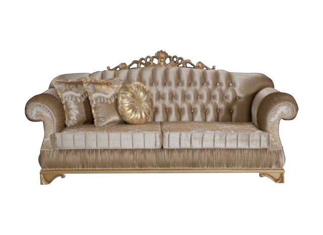 JVmoebel 3-Sitzer Chesterfield Design Polster Sofa Couch Sitz Garnitur Gold günstig online kaufen