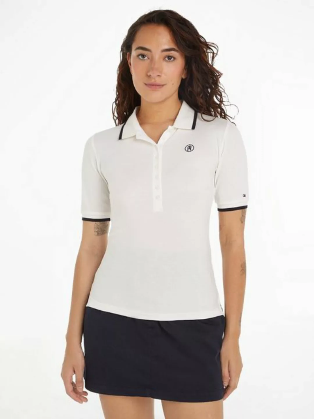 Tommy Hilfiger Poloshirt SLIM SMD TIPPING LYOCELL POLO SS mit kontrastfarbe günstig online kaufen