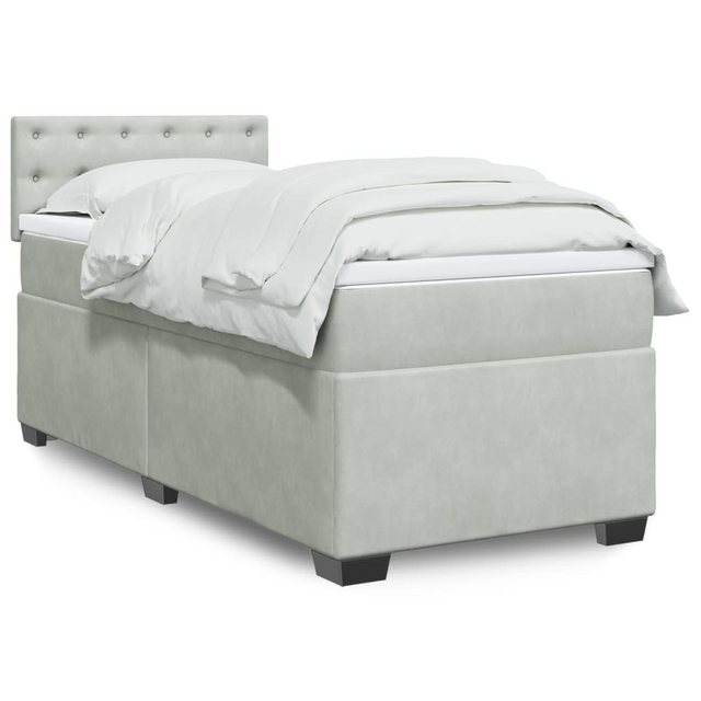 vidaXL Boxspringbett, Boxspringbett mit Matratze Hellgrau 90x190 cm Samt günstig online kaufen