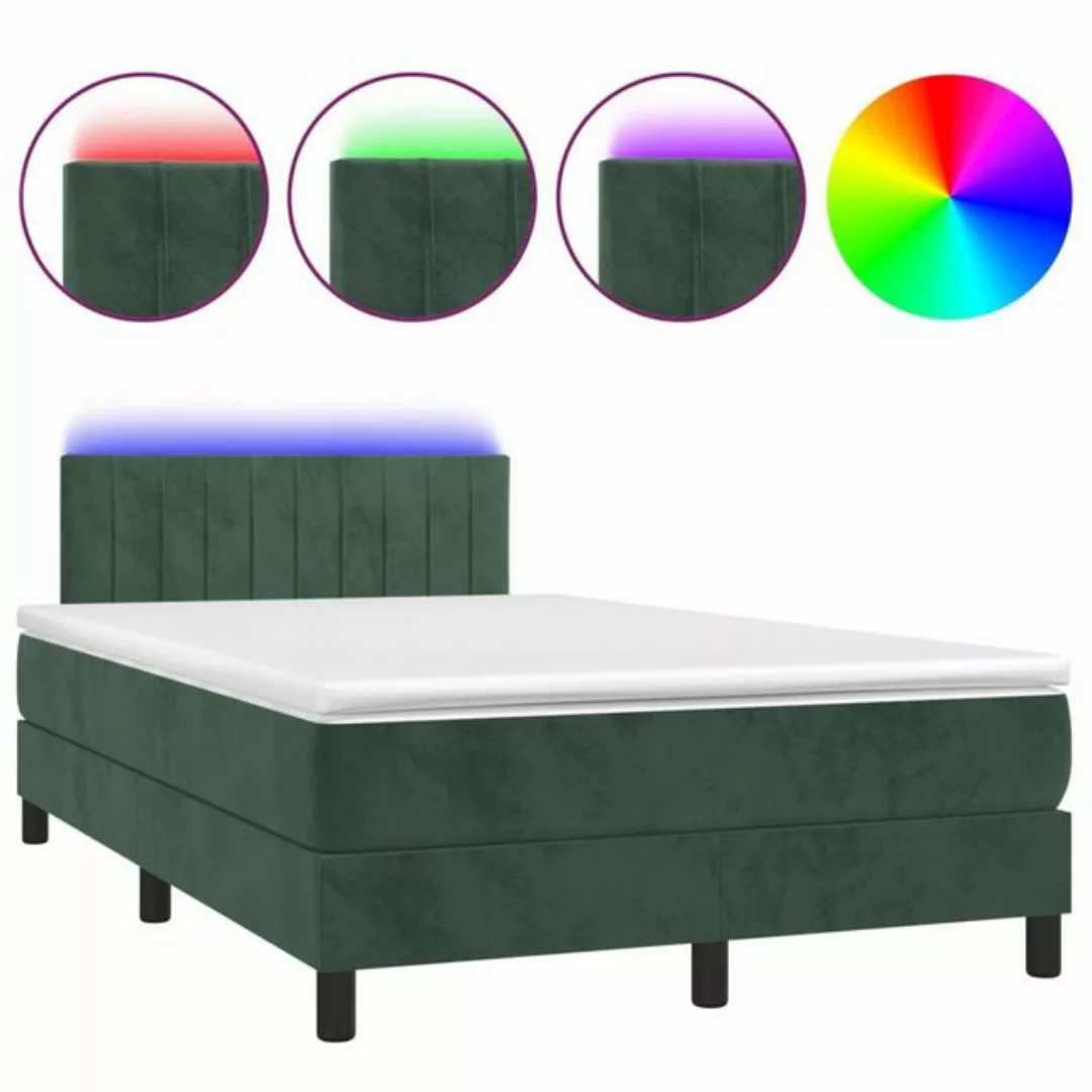 vidaXL Boxspringbett Boxspringbett mit Matratze LED Dunkelgrün 120x200 cm S günstig online kaufen