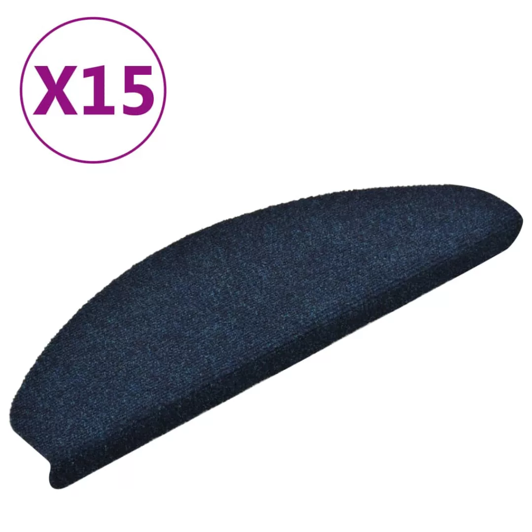 Selbstklebende Treppenmatten 15 Stk. Navy 65x21x4cm Nadelvlies günstig online kaufen