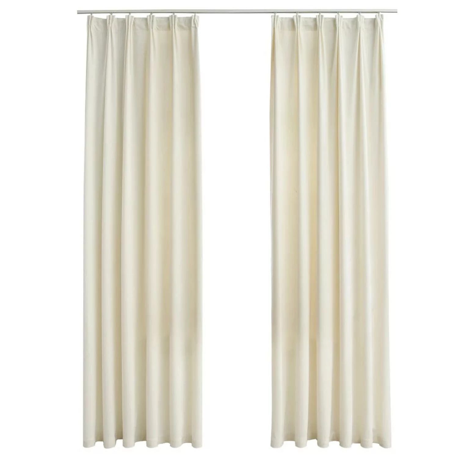 vidaXL Verdunkelungsvorhänge mit Haken 2 Stk Samt Creme 140x175cm günstig online kaufen