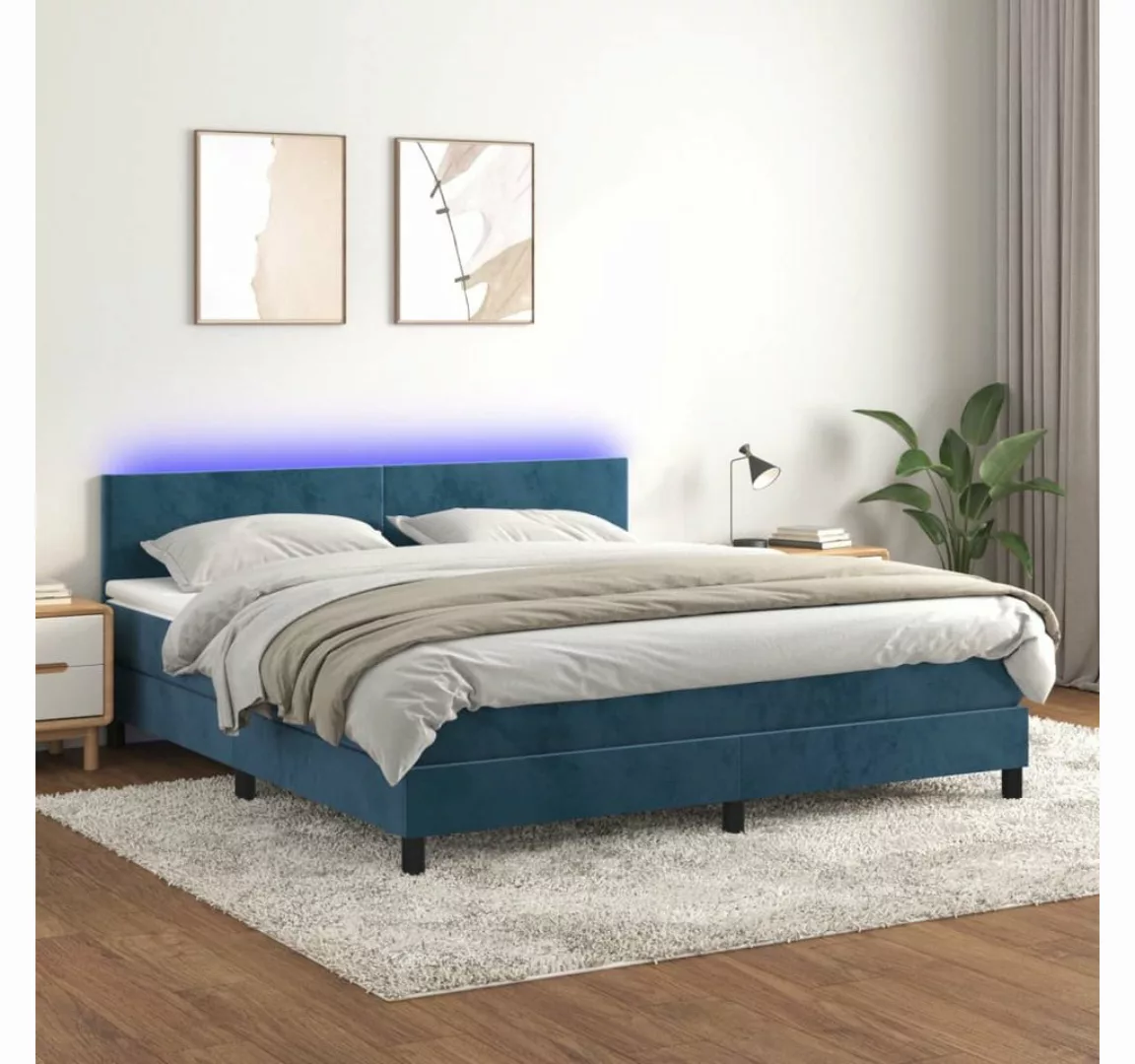 vidaXL Boxspringbett Bett Boxspringbett mit Matratze & LED Samt (180 x 200 günstig online kaufen