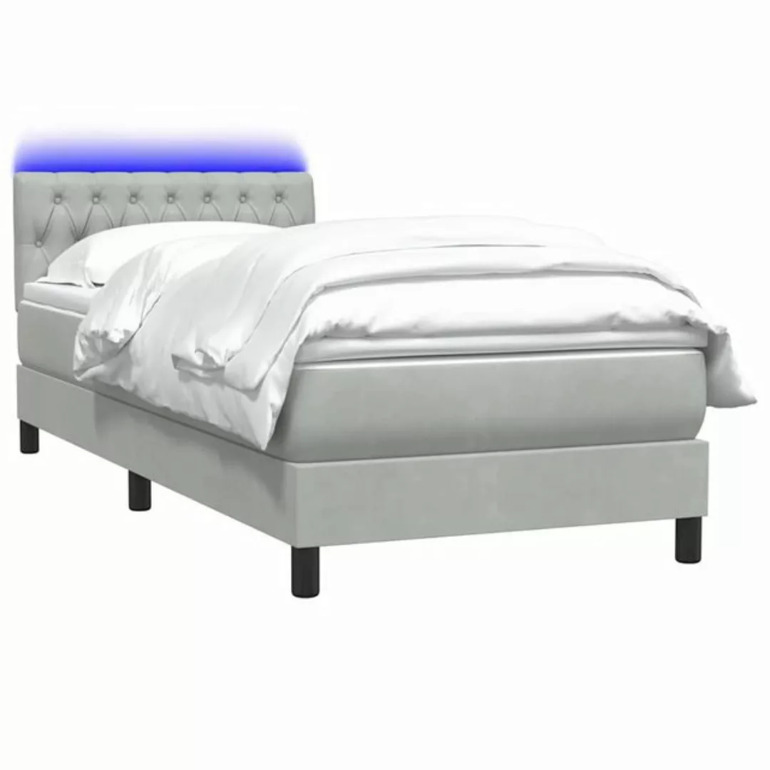 vidaXL Bett Boxspringbett mit Matratze Hellgrau 90x220 cm Samt günstig online kaufen