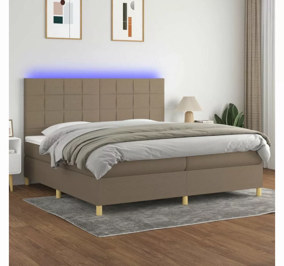 vidaXL Boxspringbett (200 x 200 cm, Quadrate, Taupe), mit LED günstig online kaufen