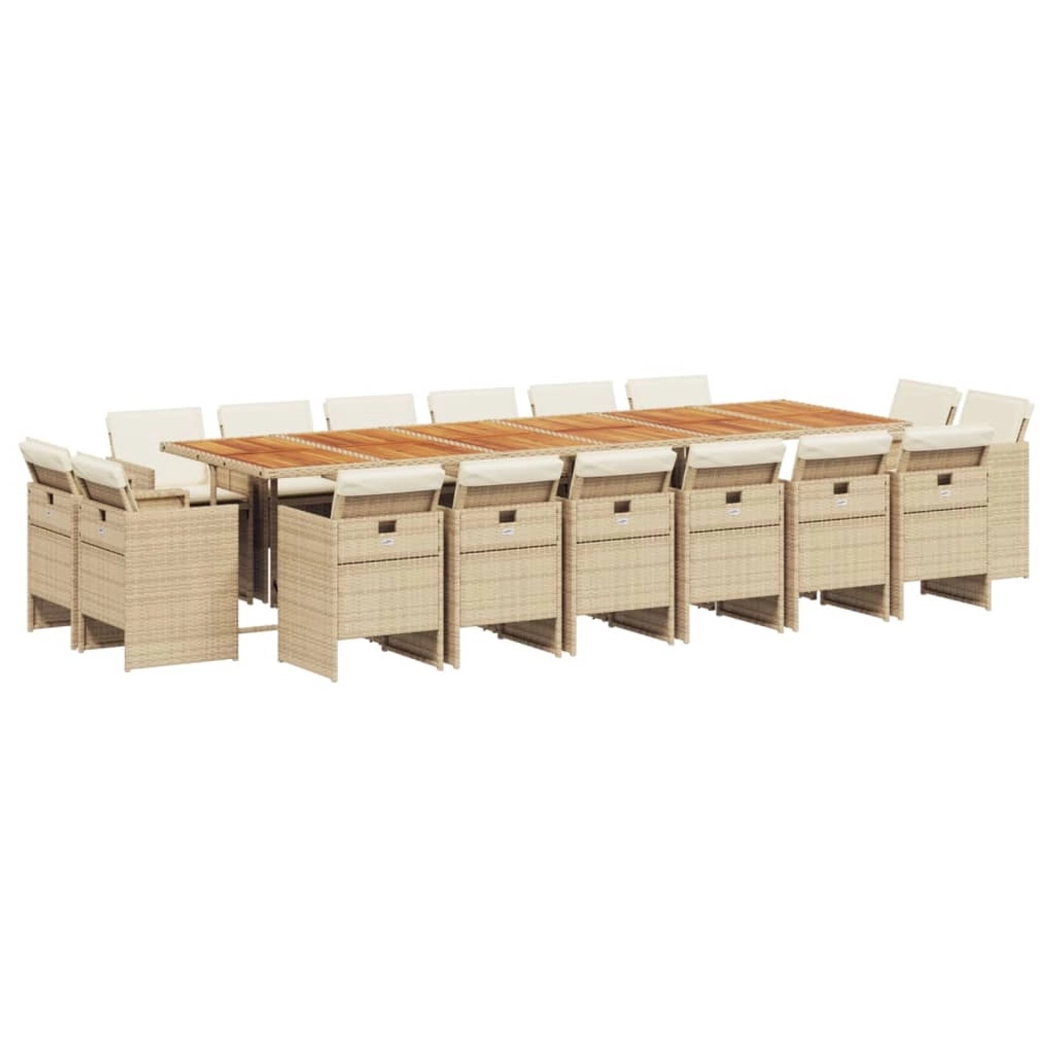 vidaXL 17-Tlg Garten-Essgruppe mit Kissen Beige Poly Rattan 3277839 günstig online kaufen